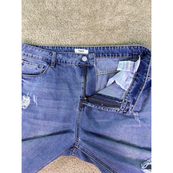 Kensie Blue Distressed Wide Leg Jeans Size 14 But Fit Like A 12 - Picture 5 of 15